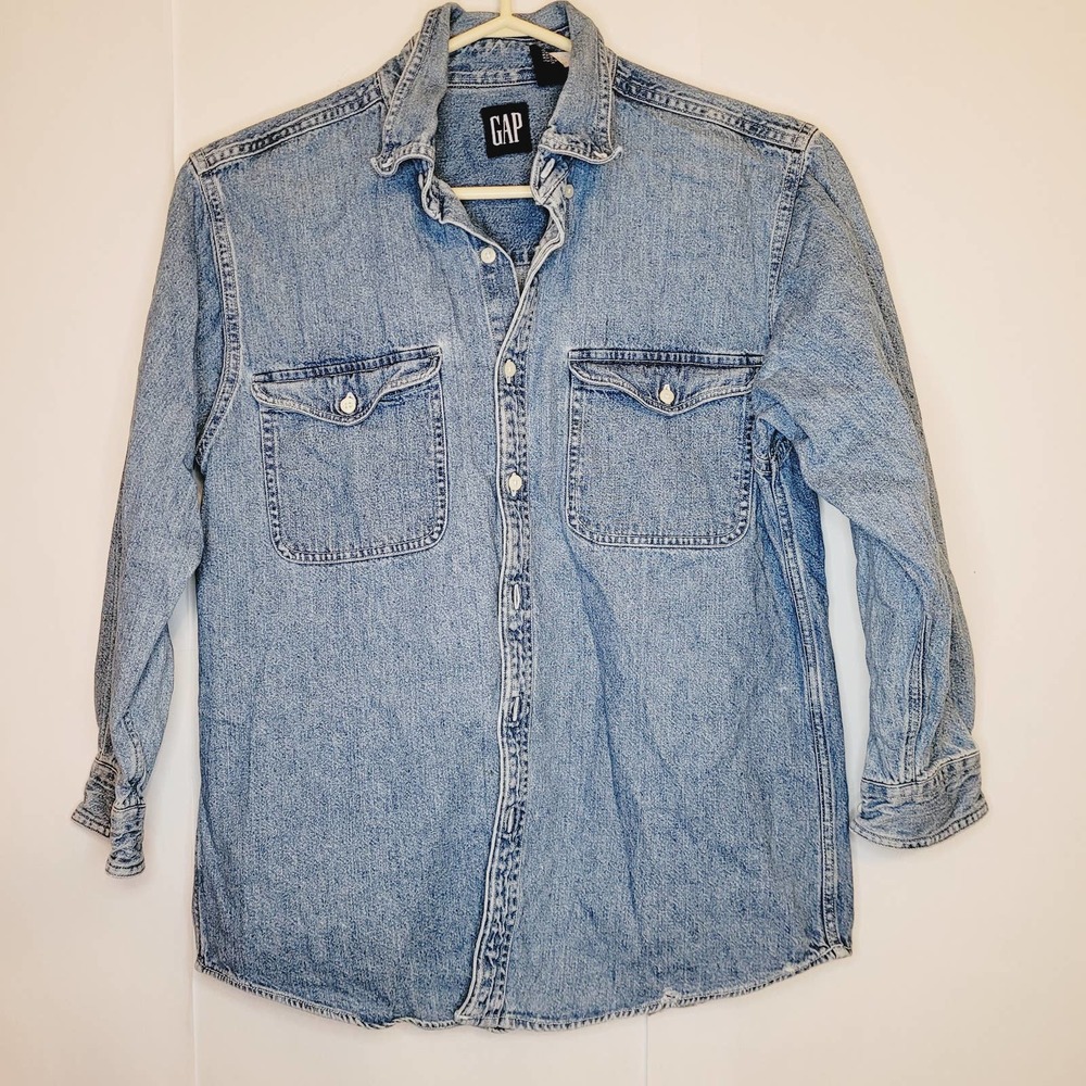 Gap kids denim button down shirt